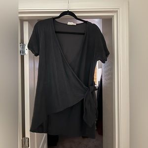 Peach Love Black Wrap Dress